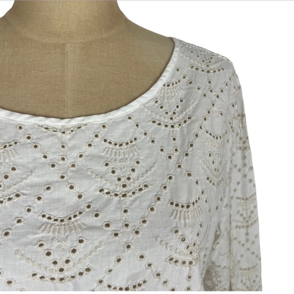 GAP white & cream eyelet bohemian women’s top SZ L - Picture 2 of 6